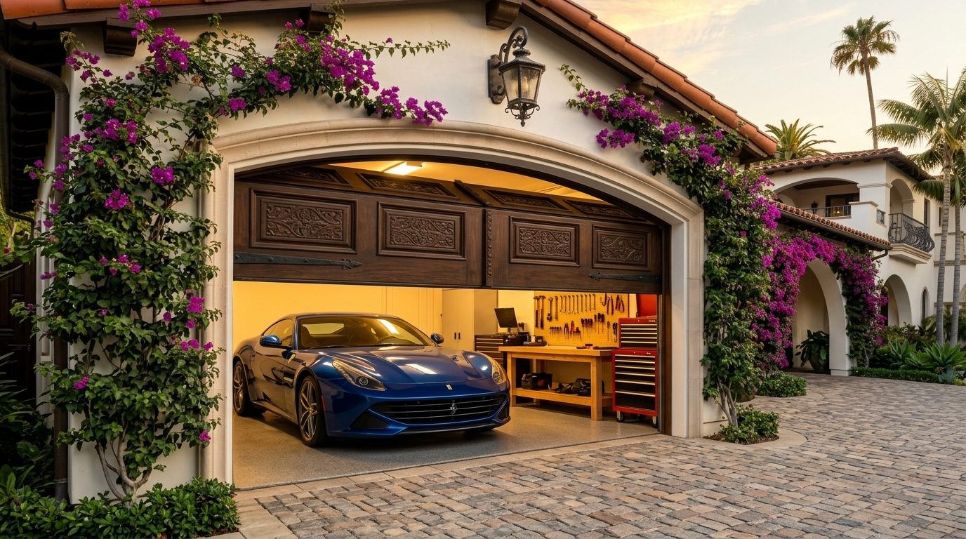 Dylan Harper Garage Door Service Garage Door Gliding Open Revealing Warm Illuminated Interior